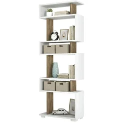 Librerie|Ufficio > Dmora Libreria salvaspazio bianca e oro 45x180h cm - Giraffa Oro, Bianco