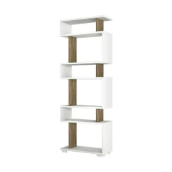 Libreria salvaspazio bianca e noce 60x165h cm - Doralice