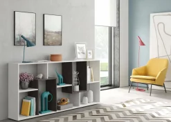 Librerie > Dmora Libreria salvaspazio bianca e quercia 40x107h cm - Goring Marrone, Bianco Quercia