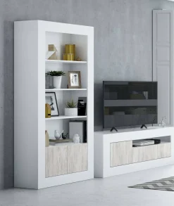 Libreria salvaspazio bianca lucida 94x181h cm - Arinius