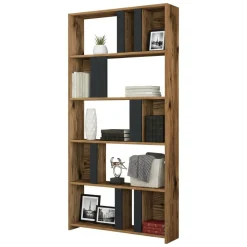 Librerie|Ufficio > Dmora Libreria salvaspazio noce e antracite 90x180h cm - Scapolita Nero Antracite, Marrone Noce