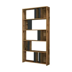 Librerie|Ufficio > Dmora Libreria salvaspazio noce e antracite 90x180h cm - Scapolita Nero Antracite, Marrone Noce