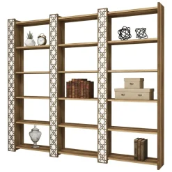 Librerie|Ufficio > Dmora Libreria salvaspazio noce e bianca 64x170h cm - Vele Bianco, Marrone Noce