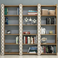 Libreria salvaspazio noce e bianca 184x170h cm - Vele