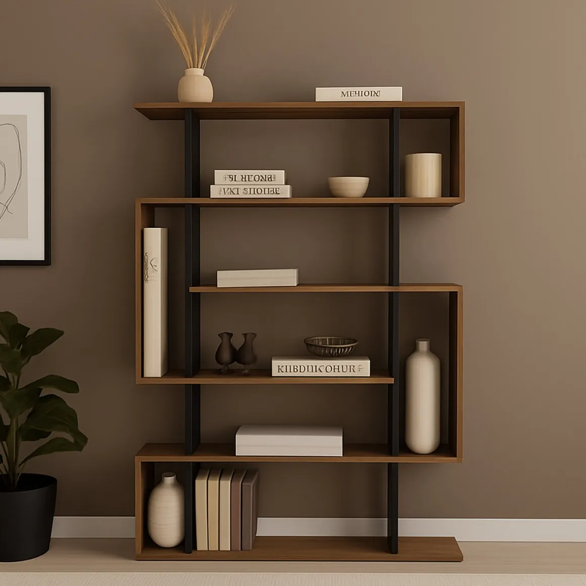 Libreria salvaspazio quercia e antracite 110x161h cm - Agamermis