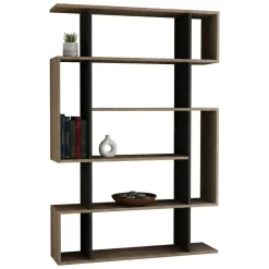 Librerie|Ufficio > Dmora Libreria salvaspazio quercia e nera 50x150h cm - Erminia Nero, Marrone Quercia