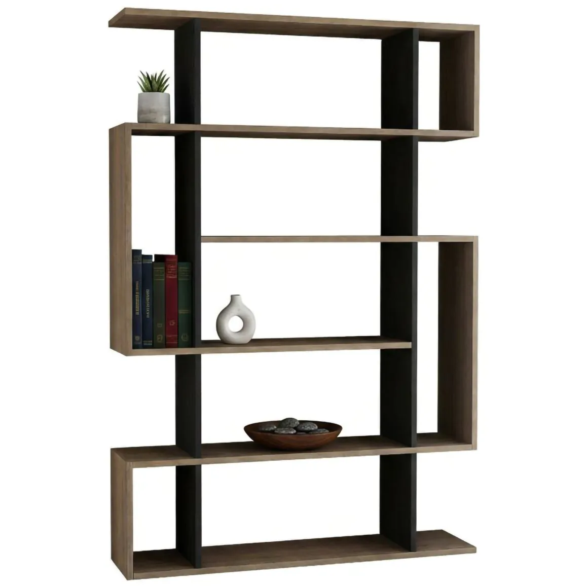Libreria salvaspazio quercia e antracite 110x161h cm - Agamermis