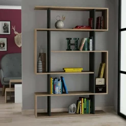 Libreria salvaspazio quercia e antracite 110x161h cm - Agamermis