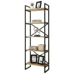 Librerie|Ufficio > Dmora Libreria salvaspazio quercia e nera 60x180h cm - Demetria Nero, Marrone Quercia
