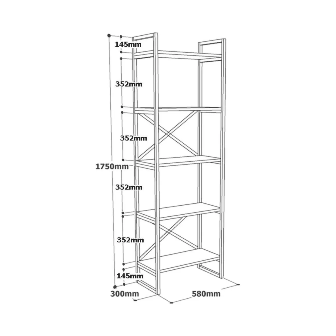 Libreria salvaspazio quercia e nera 58x175h cm - Arbus