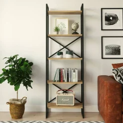 Libreria salvaspazio quercia e nera 58x175h cm - Arbus