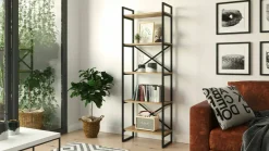 Libreria salvaspazio quercia e nera 58x175h cm - Arbus