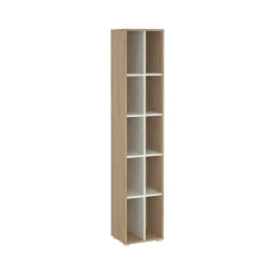 Librerie > Dmora Libreria salvaspazio rovere e bianca 40x204h cm - Erevan Bianco, Marrone Rovere