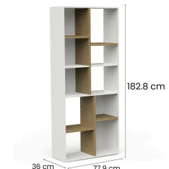 Libreria salvaspazio rovere e bianca 77x182h cm - Nisha