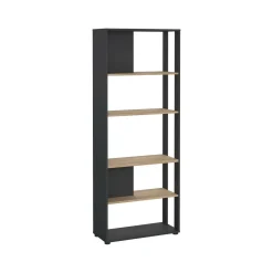 Librerie > Dmora Libreria salvaspazio rovere e grigia 79x204h cm - MuGuiying Grigio, Marrone Rovere