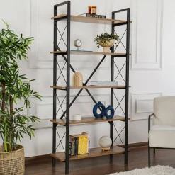 Libreria Suriel, 90x34 h180 cm, Noce e Nero