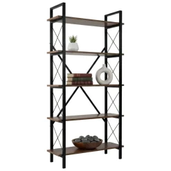 Libreria Suriel, 90x34 h180 cm, Noce e Nero