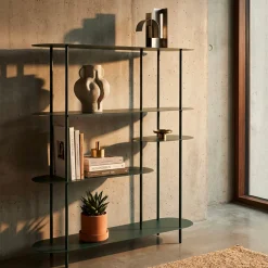 Librerie > Dmora Libreria 5 Ripiani Installazione a Terra 11x40x132h cm, Utilizzabile Come Divisorio Locale - Gana Verde Ottanio