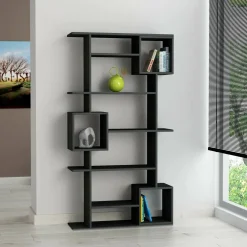 Librerie|Ufficio > Dmora Libreria verticale antracite e beige 110x161h cm - Agamermis Beige, Nero Antracite