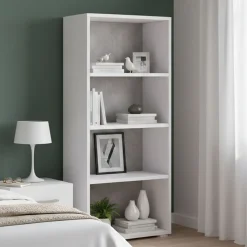 Librerie|Ufficio > Dmora Libreria verticale bianca e cemento 60x195h cm - Allevien Grigio, Bianco Cemento