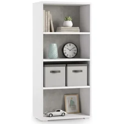 Librerie|Ufficio > Dmora Libreria verticale bianca e cemento 60x195h cm - Allevien Grigio, Bianco Cemento