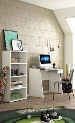 Librerie|Ufficio > Dmora Libreria verticale bianca e cemento 60x195h cm - Allevien Grigio, Bianco Cemento