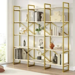 Libreria verticale bianca e oro 170x175h cm - Gauro