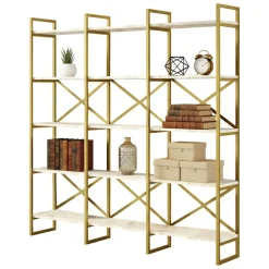 Libreria verticale bianca e oro 170x175h cm - Gauro