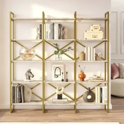 Libreria verticale bianca e oro 170x175h cm - Gauro