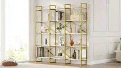 Libreria verticale bianca e oro 170x175h cm - Gauro