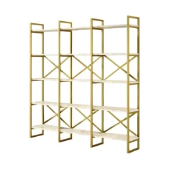 Libreria verticale bianca e oro 170x175h cm - Gauro