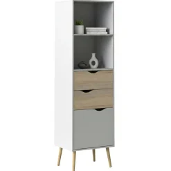 Librerie > Dmora Libreria verticale bianca e quercia 50x171h cm - Assesor Marrone, Bianco Quercia