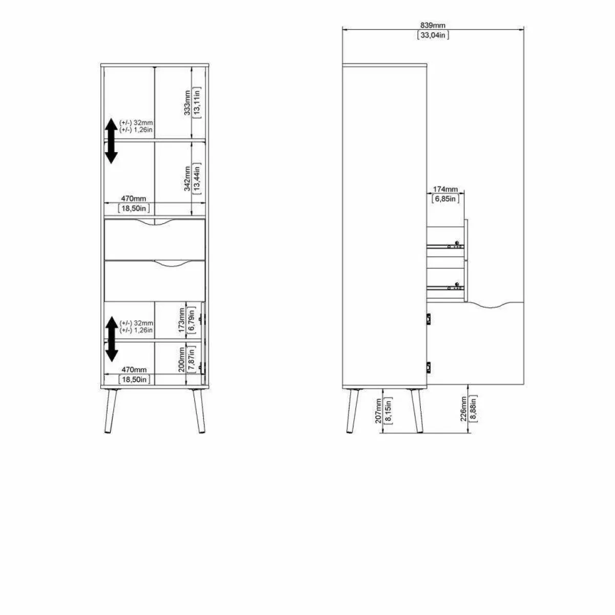 Librerie > Dmora Libreria verticale bianca e quercia 50x171h cm - Assesor Marrone, Bianco Quercia