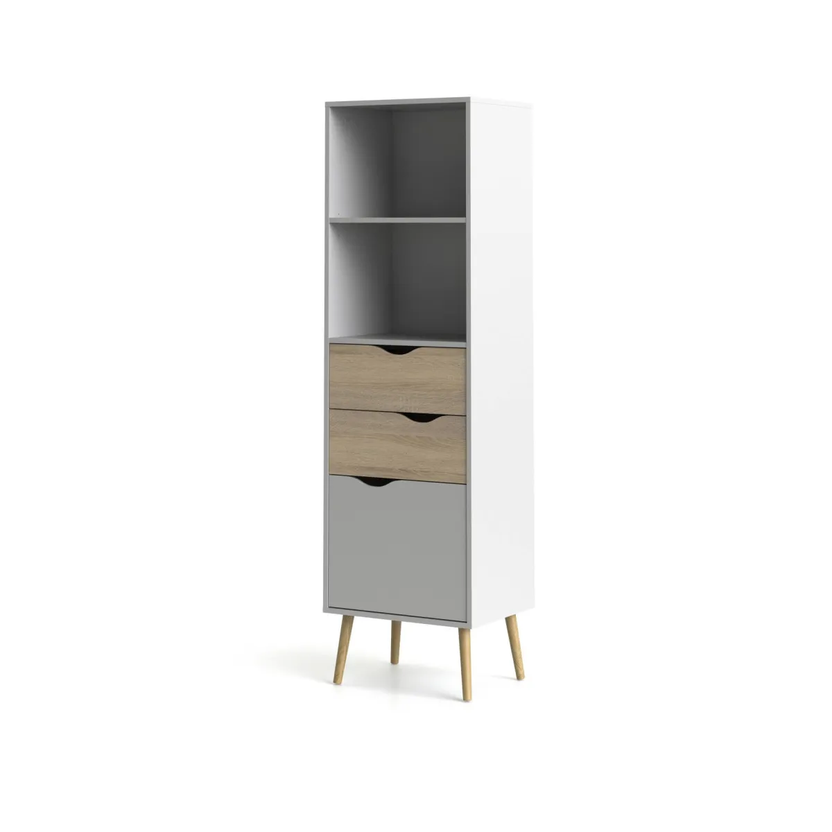 Librerie > Dmora Libreria verticale bianca e quercia 50x171h cm - Assesor Marrone, Bianco Quercia