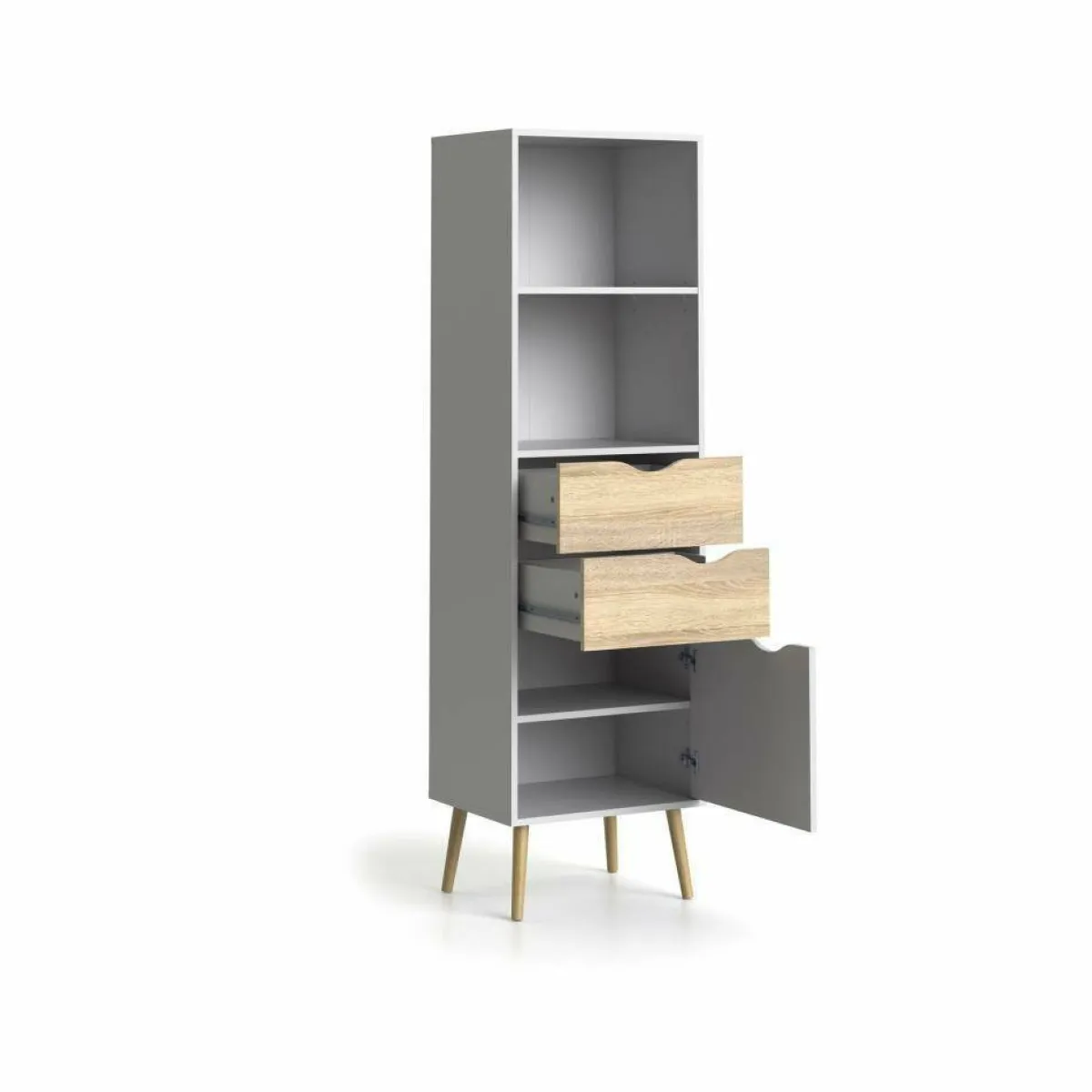 Librerie > Dmora Libreria verticale bianca e quercia 50x171h cm - Assesor Marrone, Bianco Quercia
