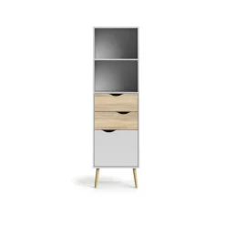 Librerie > Dmora Libreria verticale bianca e quercia 50x171h cm - Assesor Marrone, Bianco Quercia