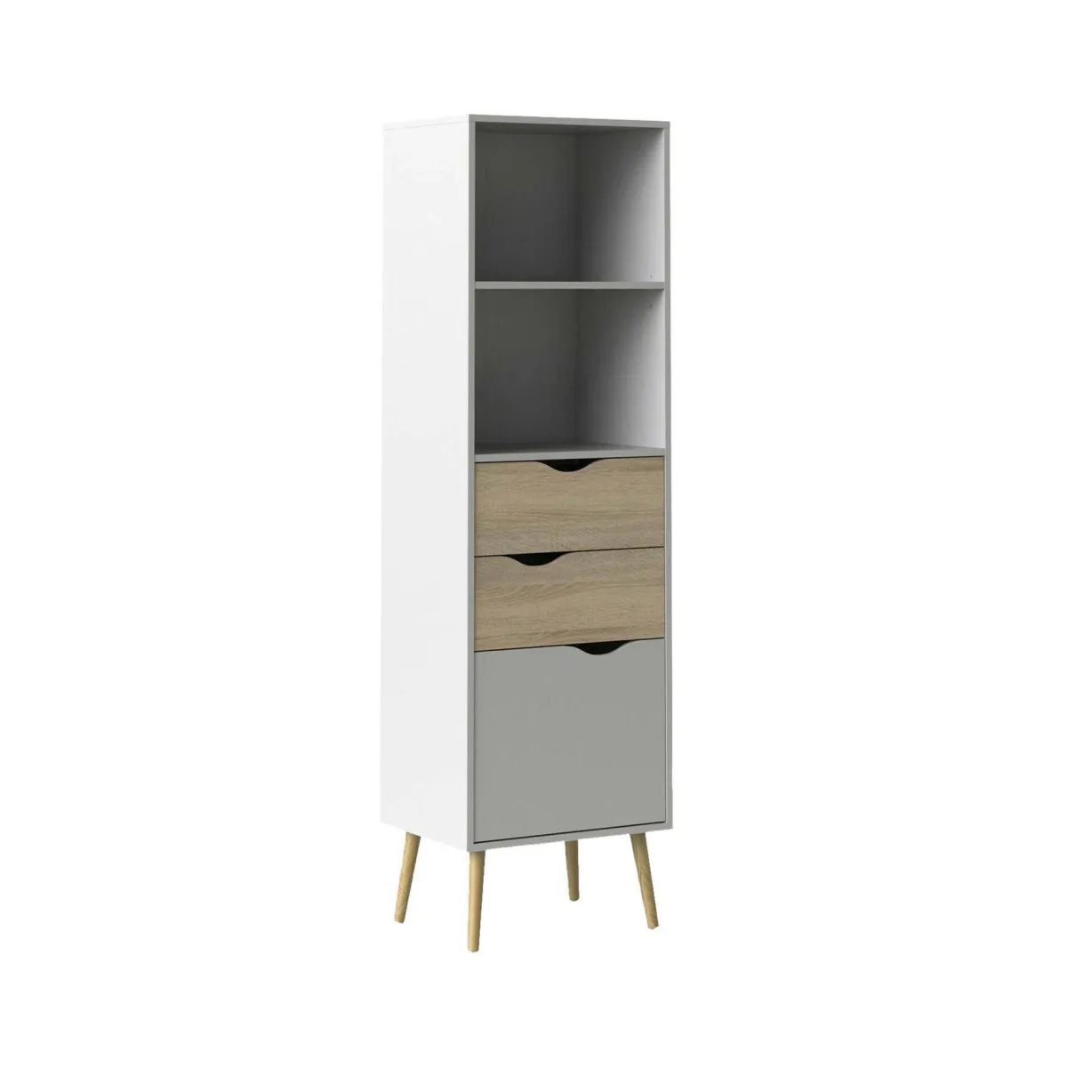 Librerie > Dmora Libreria verticale bianca e quercia 50x171h cm - Assesor Marrone, Bianco Quercia