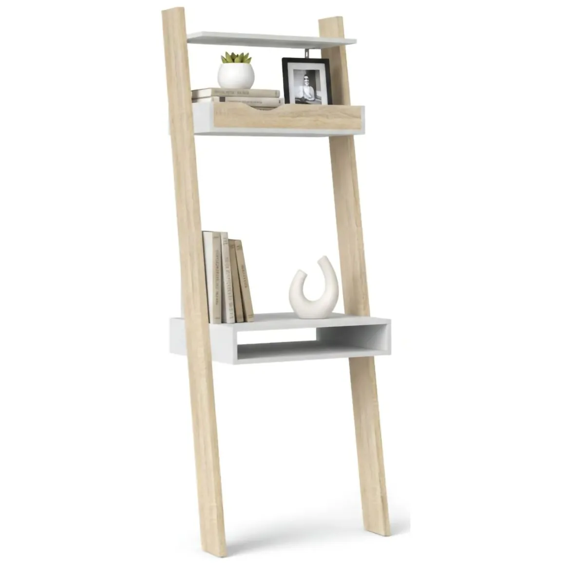 Libreria verticale bianca e quercia 65x180h cm - Aviv