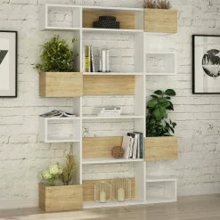 Librerie|Ufficio > Dmora Libreria verticale bianca e rovere 120x171h cm - Artich Marrone, Bianco Rovere