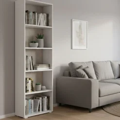 Ufficio|Salotto > Dmora Libreria verticale bianca e rovere 90x180h cm - Eolo Marrone, Bianco Rovere