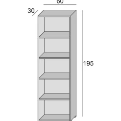 Libreria verticale bianca e rovere 60x195h cm - Allevien