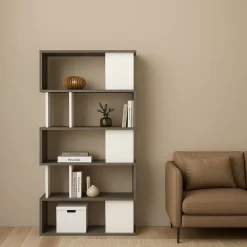 Libreria verticale cemento e bianca 80x173h cm - Arg