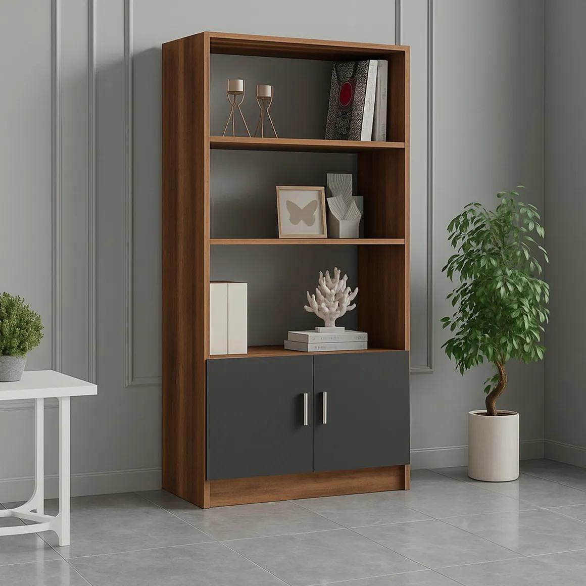 Libreria verticale noce e antracite 63x140h cm - Patty