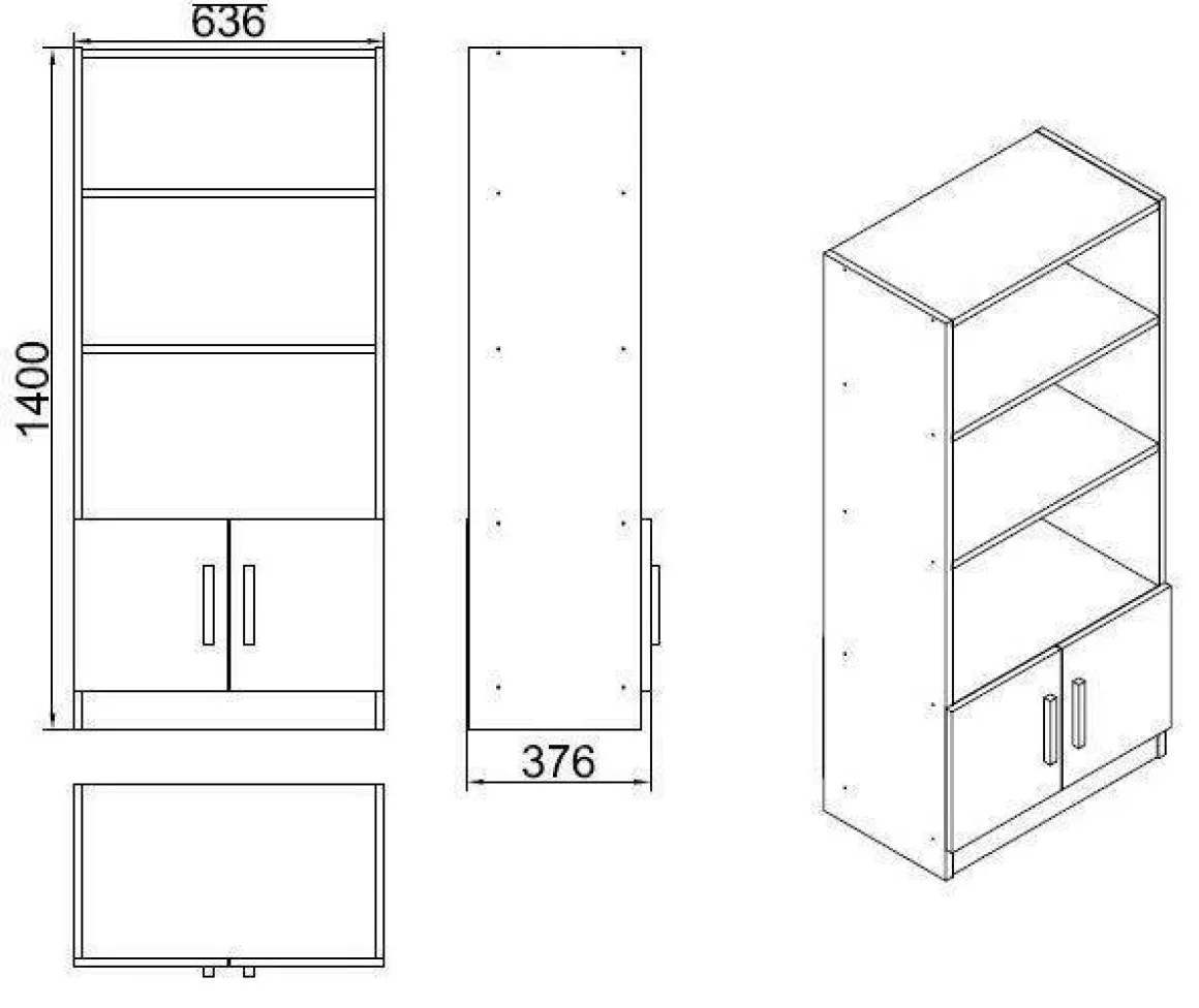 Libreria verticale noce e antracite 63x140h cm - Patty