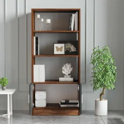 Libreria verticale noce e antracite 63x140h cm - Patty