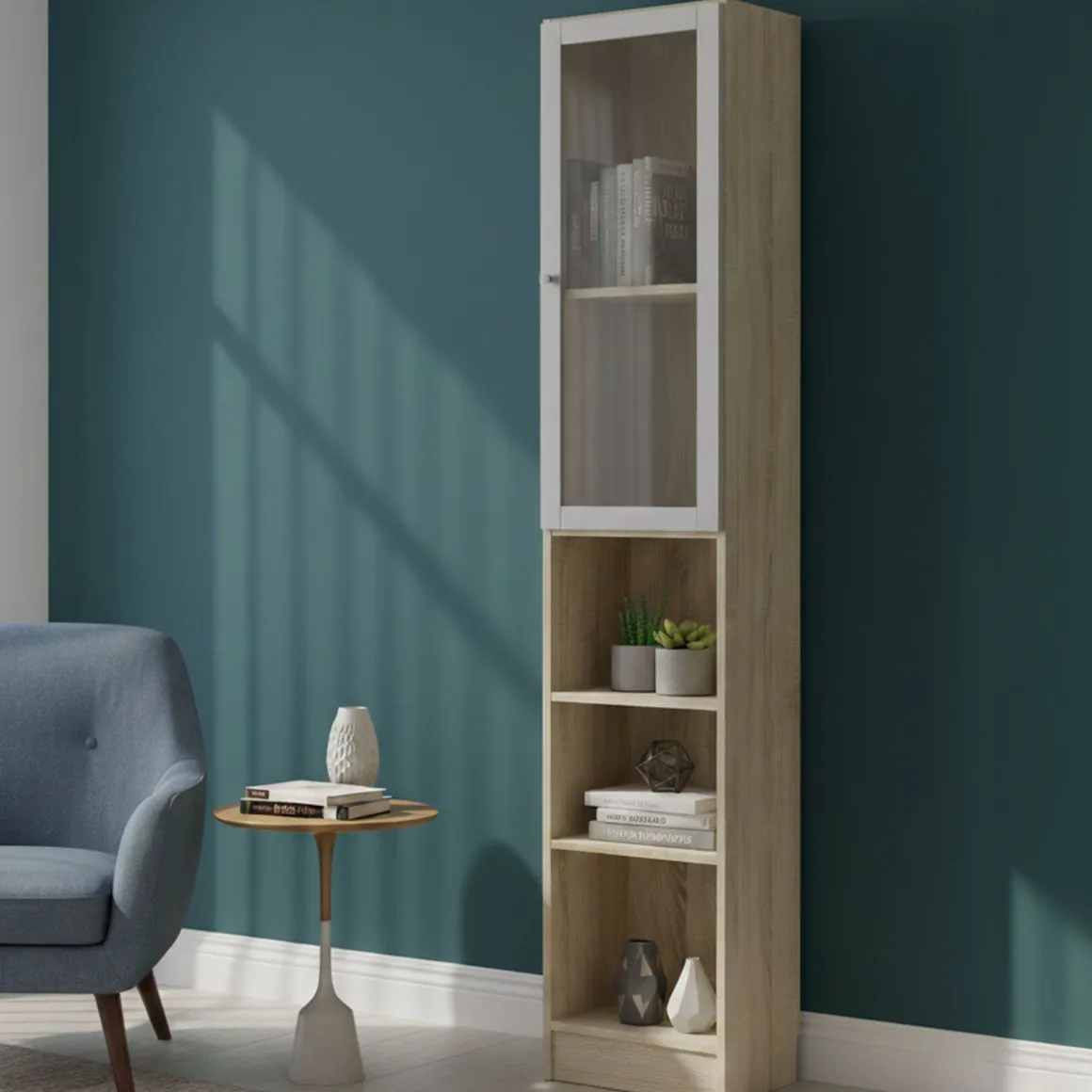 Libreria verticale quercia e bianca 40x203h cm - Greg