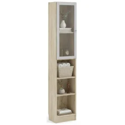 Librerie > Dmora Libreria verticale quercia e bianca 75x170h cm - Gaston Bianco, Marrone Quercia