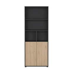Librerie > Dmora Libreria verticale rovere e grigia 79x204h cm - Arancio Grigio, Marrone Rovere