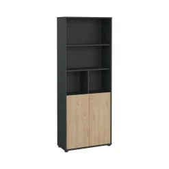 Librerie > Dmora Libreria verticale rovere e grigia 79x204h cm - Arancio Grigio, Marrone Rovere