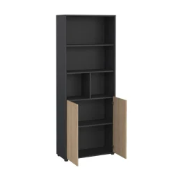 Librerie > Dmora Libreria verticale rovere e grigia 79x204h cm - Arancio Grigio, Marrone Rovere